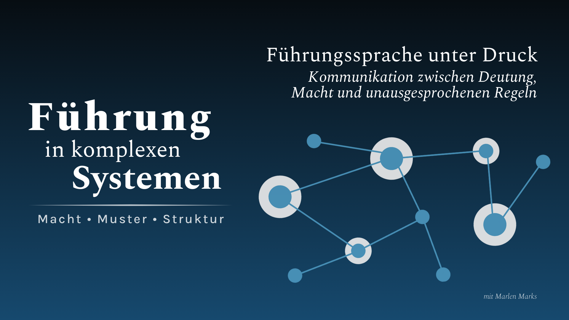 Folgen-Cover zur Episode „Führungssprache unter Druck | Kommunikation zwischen Deutung, Macht und unausgesprochenen Regeln“ des Podcasts Führung in komplexen Systemen | Macht. Muster. Struktur mit Marlen Marks.